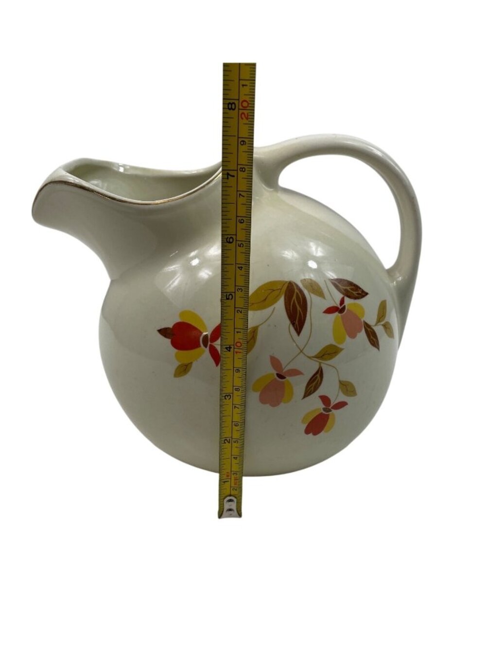 Vintage 1950 Hall’s Superior JEWEL TEA Autumn Leaf BALL JUG PITCHER 7.5” tall - Picture 11 of 12